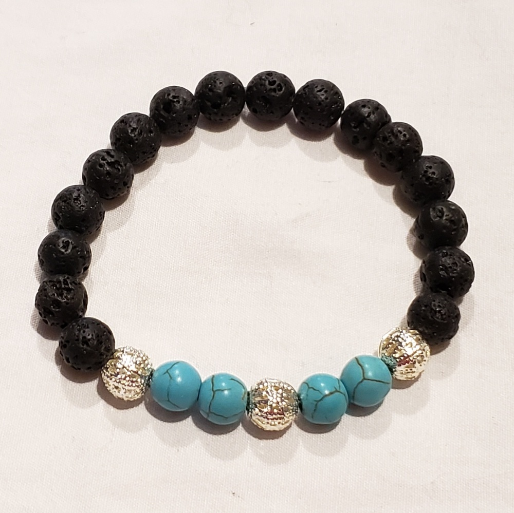 Turquoise and Lava Stone Diffuser Bracelet